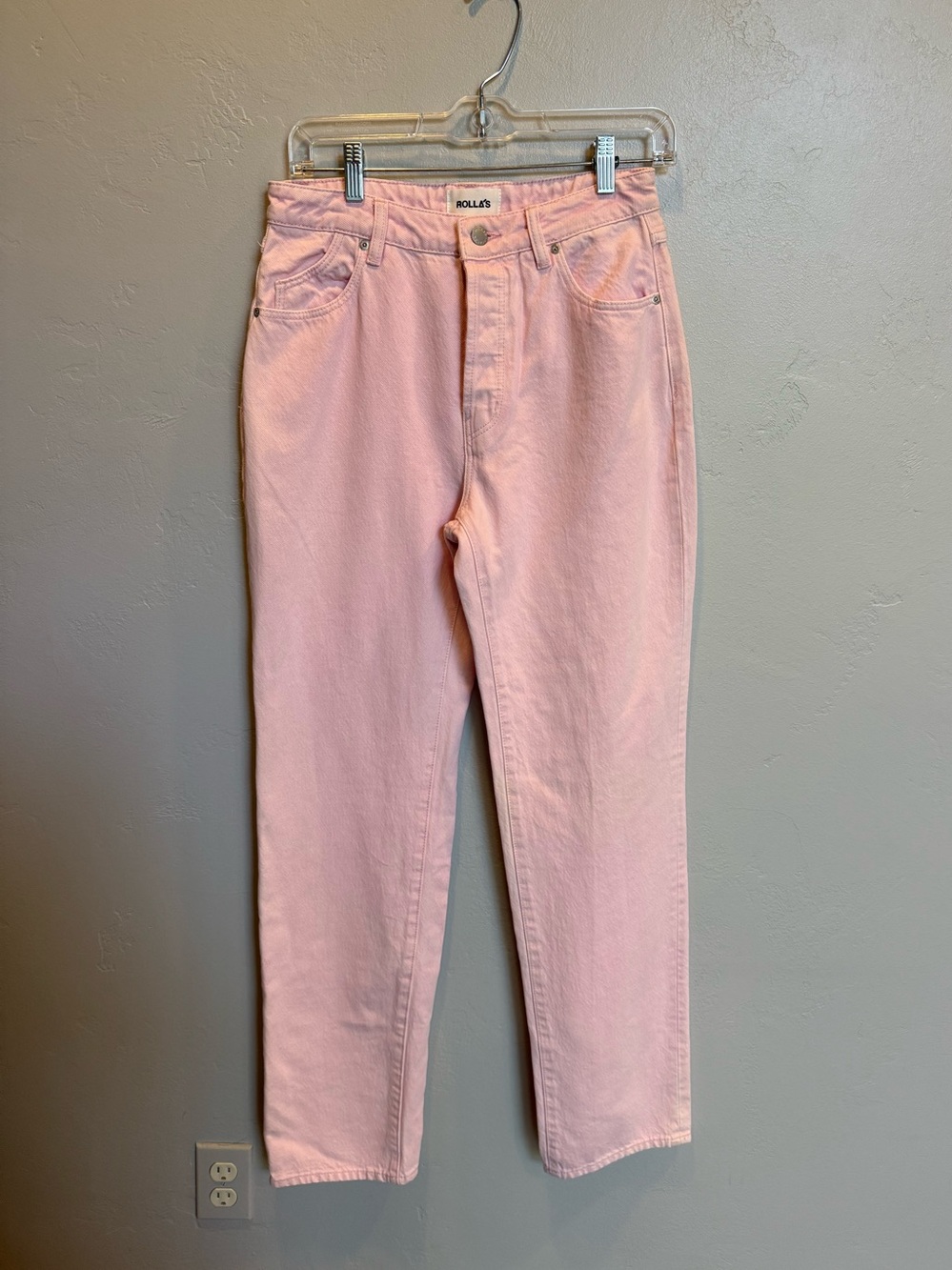 ROLLA'S Pastel Pink Straight Leg Jeans